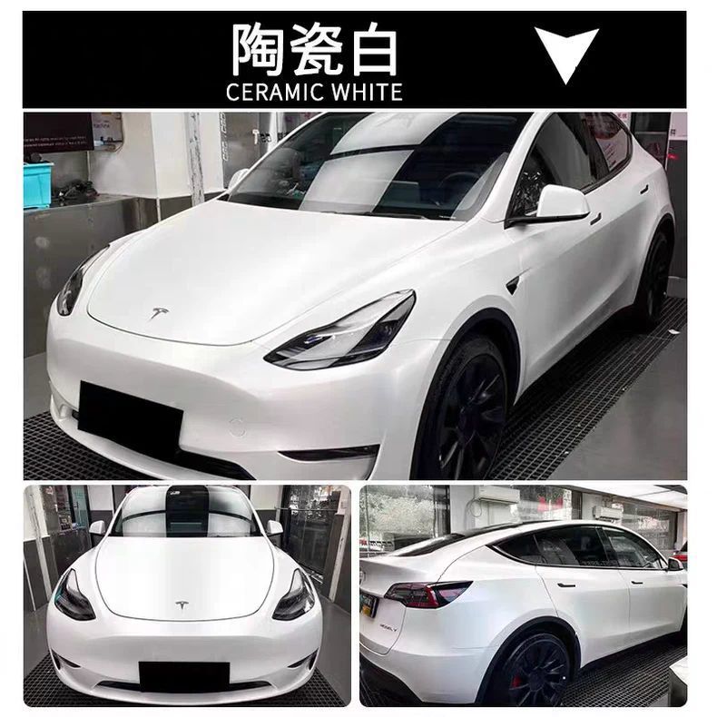 PET matte ceramic white car wrap film, full-body application for electric motorcycles, drop shipping available, protective film for touch-up