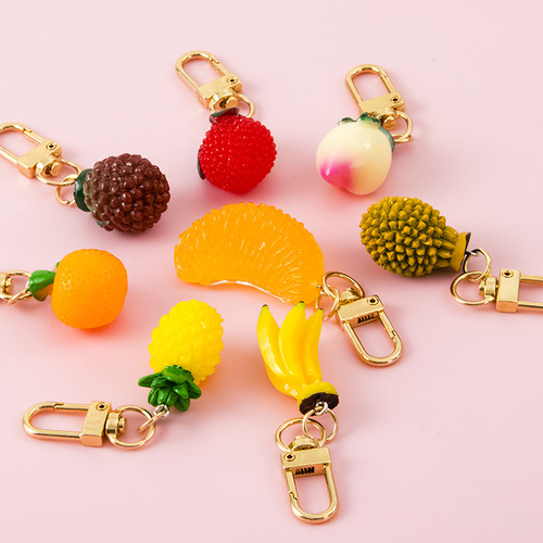 Cute simulation fruit food small hanging accessory ornament raspberry apple lychee DIY material keychain bag packaging decoration