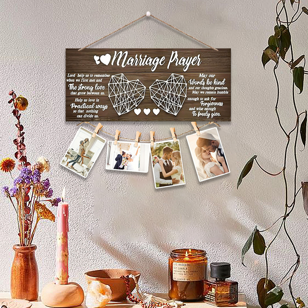 Lover Wooden Clip Hanging Wedding Party Decoration Photo Wall Pendant_voghion.com