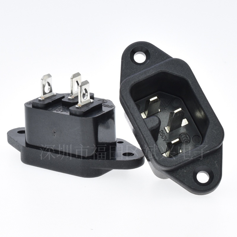 台湾原装正品RONGFENG品字带螺丝孔电源插座荣丰IEC公座SS-7B