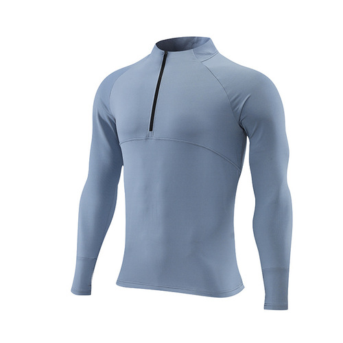 Men's spring and autumn fitness long-sleeved T-shirt quick-drying clothing basketball running yoga sportswear half-zip slim training clothing