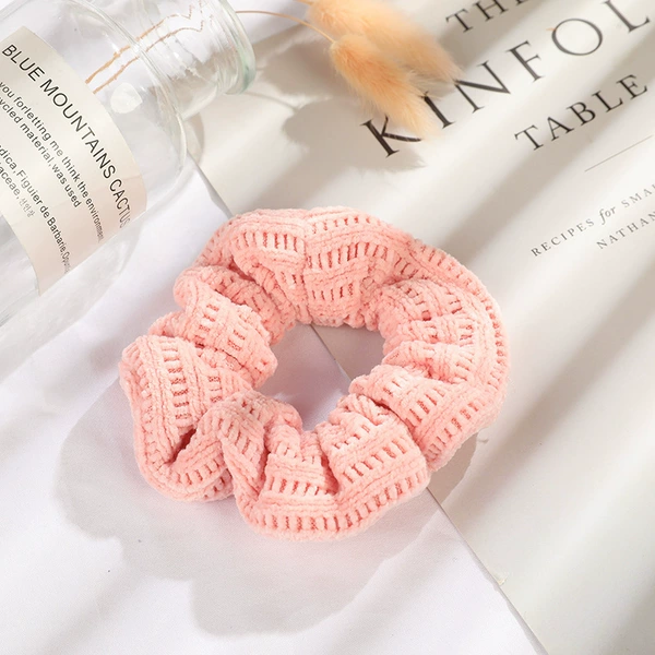 6#pink knitted hair ring