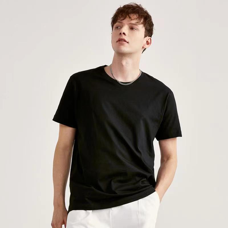 12 colores para hombres de color sólido! Verano nuevo estilo de explosión hombre sólido seda de leche versión delgada camiseta de manga corta