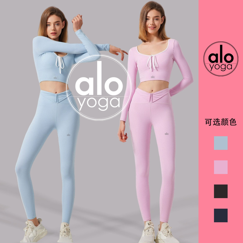 North American Alo Yoga Clothing with High-Waisted Peach Butt Design, Seamless, High-Elastic, Quick-Drying, Breathable Yoga Sportswear