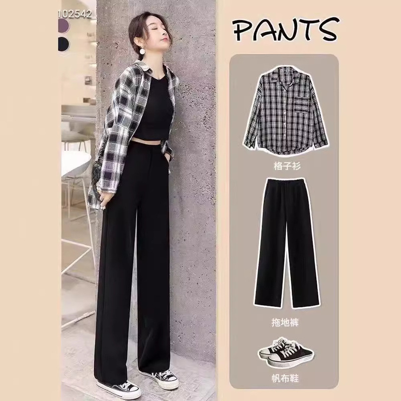2022 new za home ice silk wide leg pants high waist loose straight tube casual pants ra hanging pants manufacturers