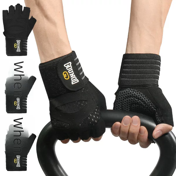 GOUNOD fitness gloves lengthened sports breathable wear-resistant half finger gloves Barbell equipment weightlifting iron exercise
