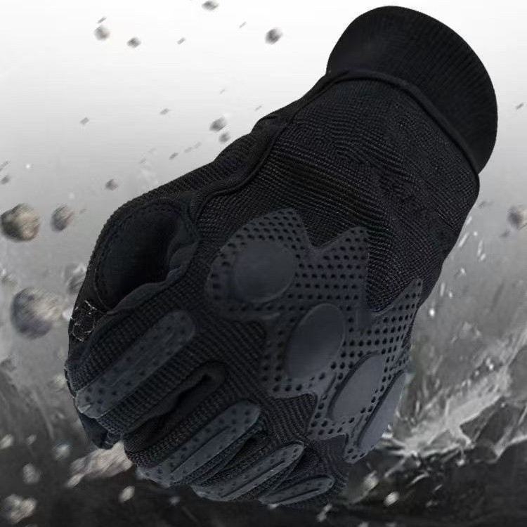 Cross-Border A-Grade Fleece-Lined Thermal Tactical Gloves Full-Finger Military-Style Outdoor Training Cycling Touchscreen Black Men's Gloves