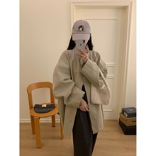 2025秋季新款立领卡其色中长款英伦风立领风衣外套女宽松韩版气质