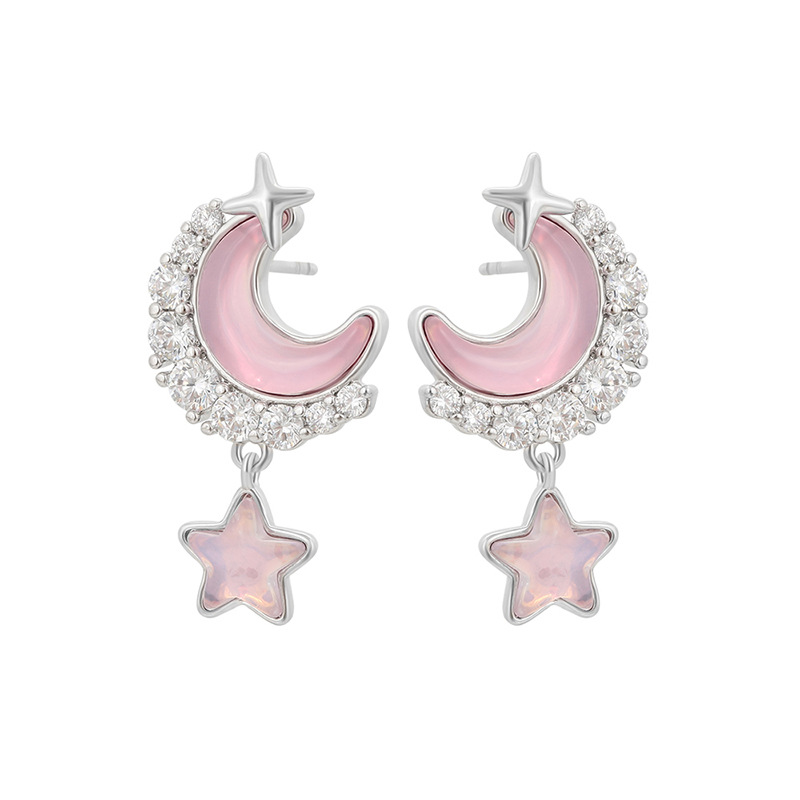 Xuping Mocha Stone Star Moon Earplugs simple inwind temperamento suave pendientes de moda pendientes de bordilla al por mayor