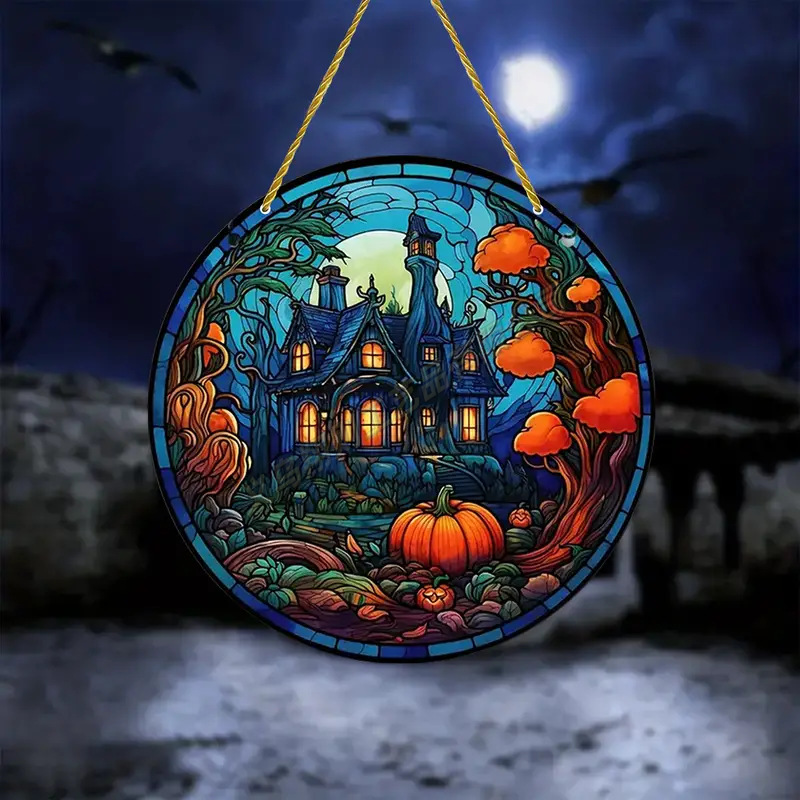 Transfronterizo serie de Halloween acrílico captador de sol artesanía decoración creativa colgante acrílico disco