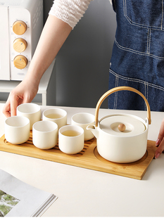 Tea Set Set for Home 2024 New Kung Fu Teapot Ceramic Afternoon Tea Cream Style Living Room Gift Drinking Tea