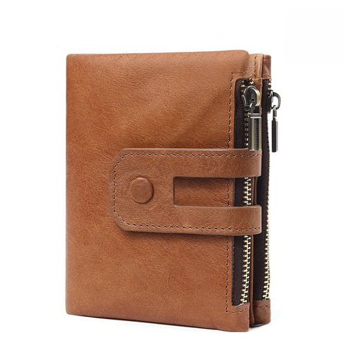 Men's Wallet RFID Leather Wallet Casual Fashion Double Zipper Multi Card Slot Retro Handbag Pocket Money Wallet for Men