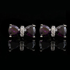 新款水晶袖扣銀色領結奧地利 法式方形微鑲輕奢袖釘廠家直銷