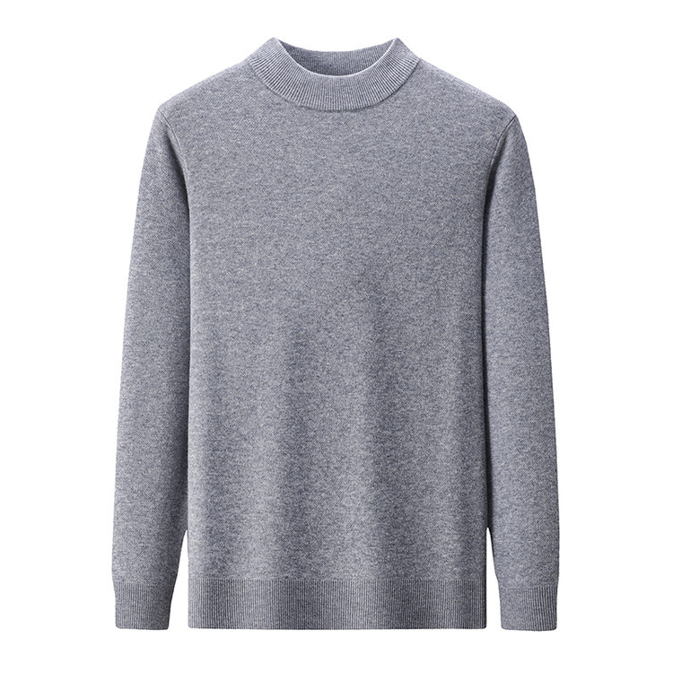 Otoño y invierno nuevo suéter de manga larga camiseta de punto de hombre casualidad de color sólido cuello medio alto grueso camiseta de punto de color sólido
