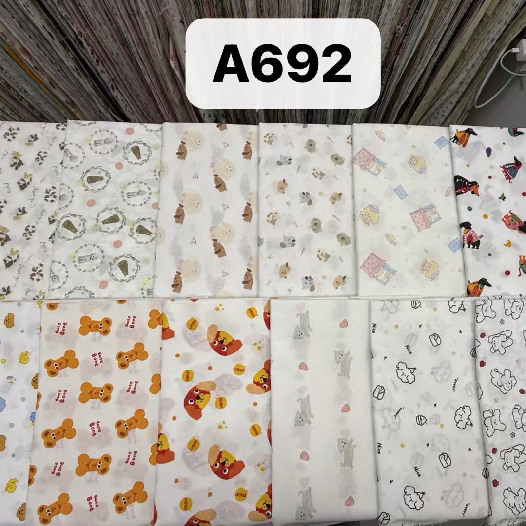 A692纯棉印花面料手工连衣裙家居服衬衫儿童服装面料