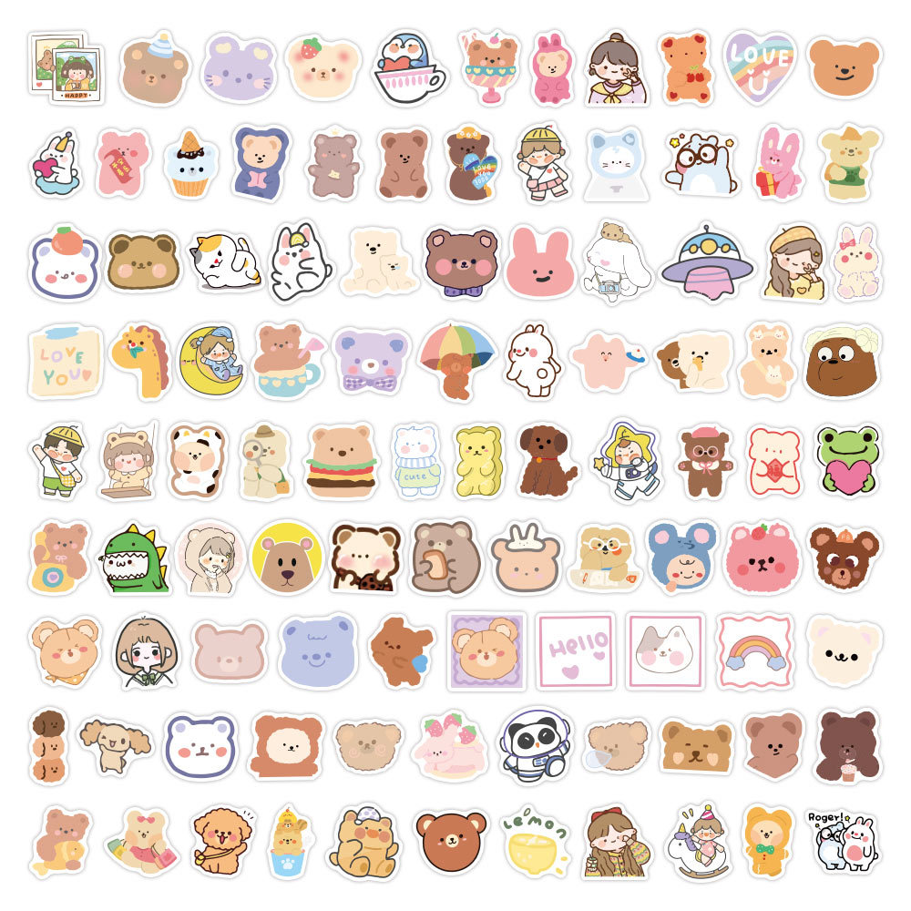 1000 oso coreano lindo dibujos animados pegatinas ins chica corazón decoración equipaje teléfono caso pegatinas al por mayor