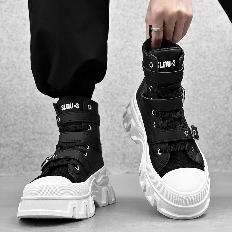 Herrenschuhe Martin Stiefel Herrenstiefel Motorradstiefel dicke Sohle Gürtelschnalle Lederoberfläche Trend neue Stiefel große Schuhe Stiefel_voghion.com