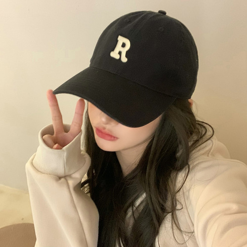 Internet celebrity style R letter peaked hat for women isn trendy brand soft top baseball cap hat for women
