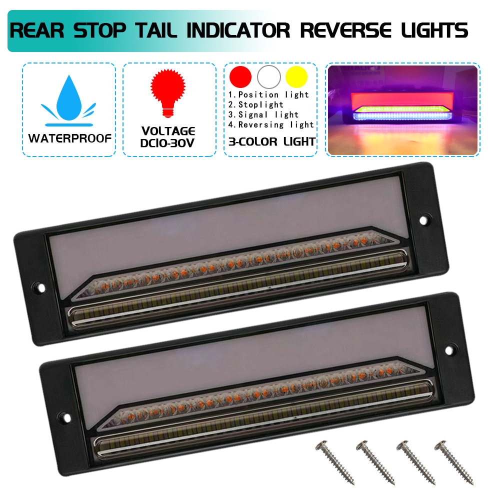 Aplicable al remolque de la tarjeta de carga pesada RV modificación guía de luz de tres colores 147LED luz de freno de señal de giro luz trasera