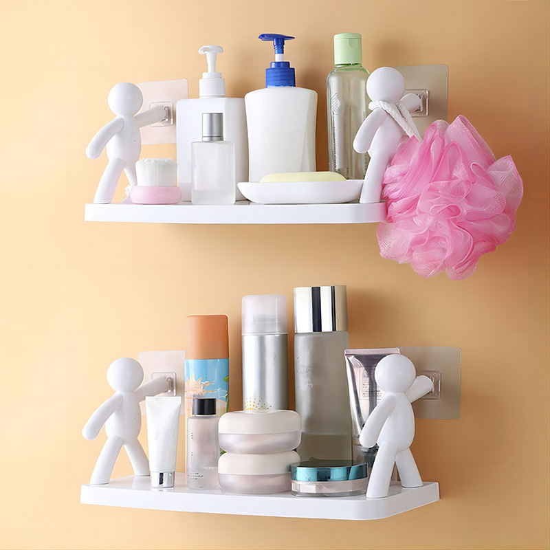 Creative Japanese Style Simple Wall-Mounted Humanoid Hook Storage Rack Without Punching Kitchen and Bathroom Storage Rack Rust-Proof Bathroom