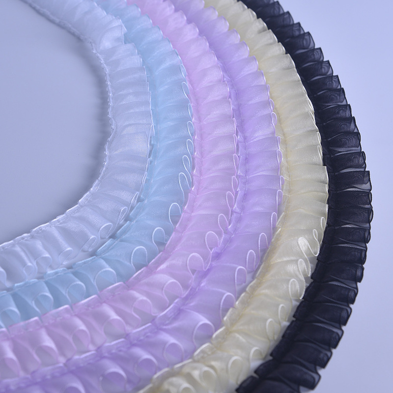 2.5cm Snow Gauze Lace Pleated Lace Pet Clothing Doll Collar Handmade DIY Accessories Shoes and Hats Craft Decoration