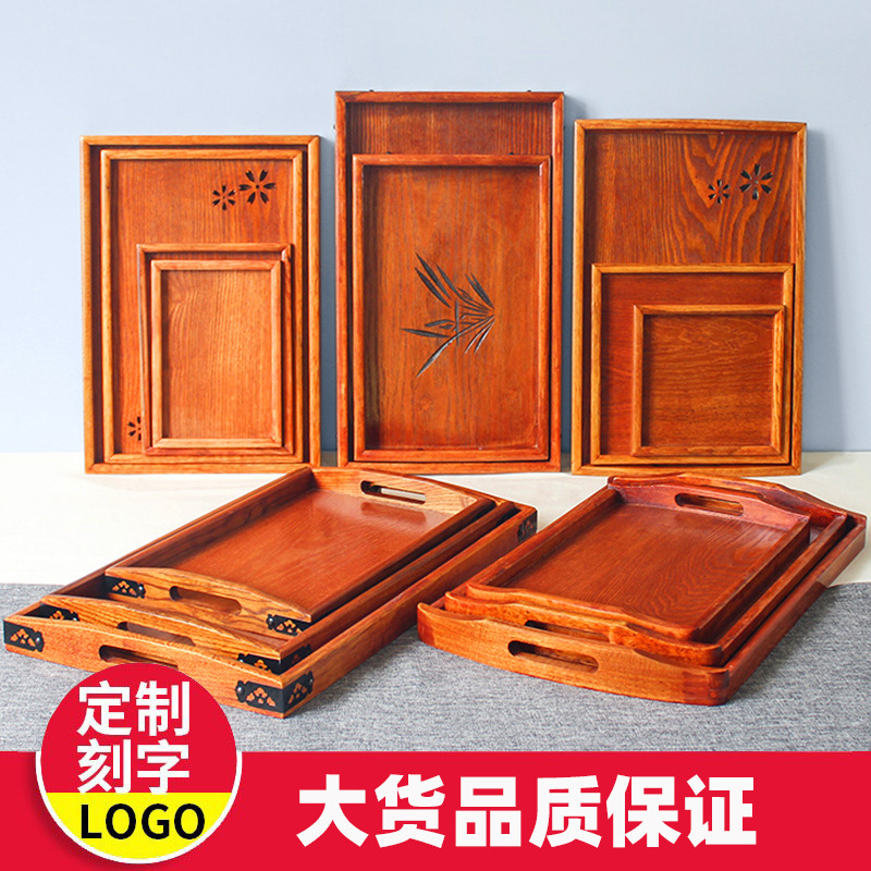 Japanese Orchid Wooden Tray Rectangular Hotel Restaurant Special Satchel Retro Tea Tray with Tea Cup Custom Logo Japanese Orchid Wooden Tray Rectangular Hotel Restaurant Special Satchel Retro Tea Tray with Tea Cup Custom Logo