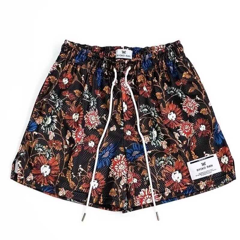 American RYO/KOR/AIN Oil Painting Casual Mesh Shorts Men's and Women's Summer Basketball Training But Knee Quad Pants