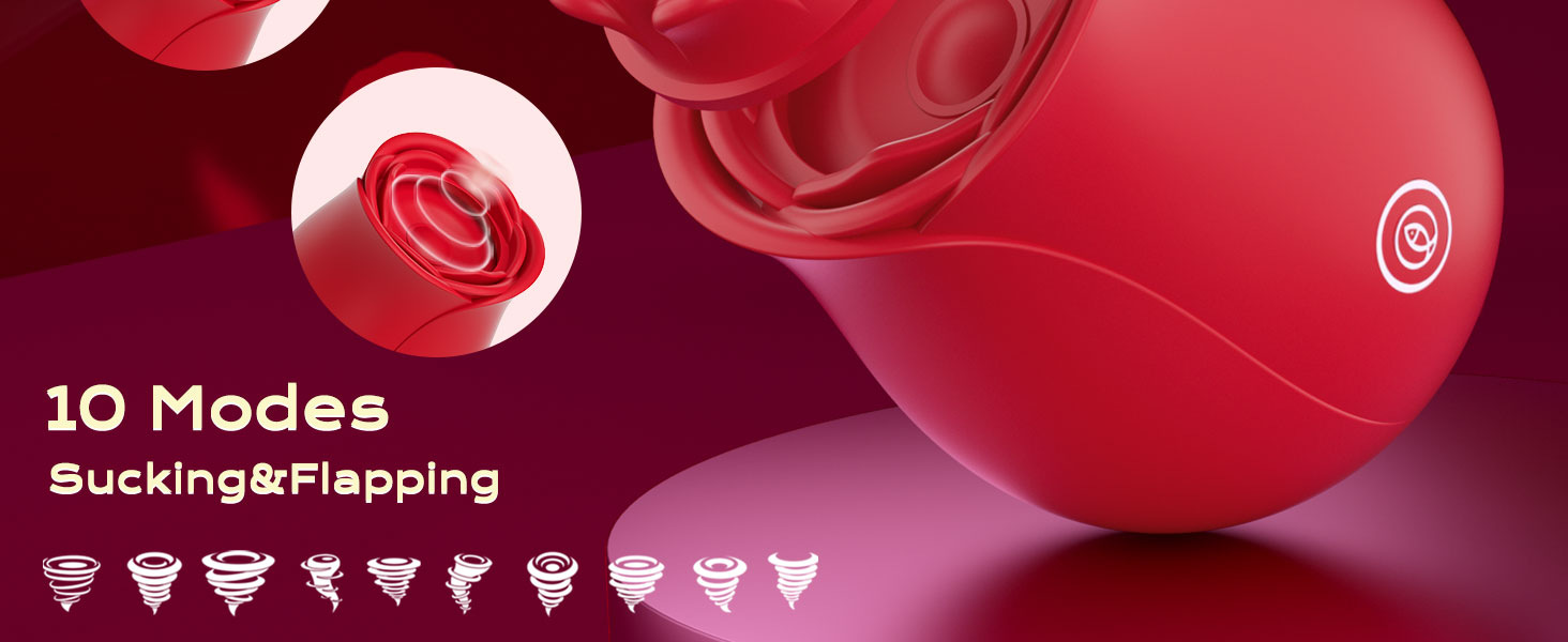 Rose-shaped Suction And Thrusting Two-in-one Vibrator For Women, Fem Masturbator, Flirting Toy, Adult Sex Toys_voghion.com