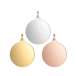 Stainless steel pendant laser cut mirror polished 6-20mm round tag DIY jewelry titanium steel necklace pendant
