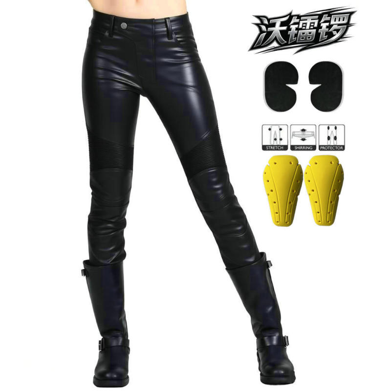 Volero Motorcycle Riding Pants for Women, Retro Biker Anti-Fall Pants, Windproof and Waterproof Pants, Slim-Fit Leather Pants, Regular Volero Motorcycle Riding Pants for Women, Retro Biker Anti-Fall Pants, Windproof and Waterproof Pants, Slim-Fit Leather Pants, Regular