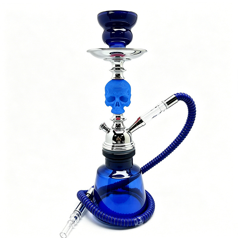 Cross-Border Wholesale Single-Tube Skull-Shaped Small Simple Arabic Hookah Complete Set Bar Glass Hookah Foreign Trade