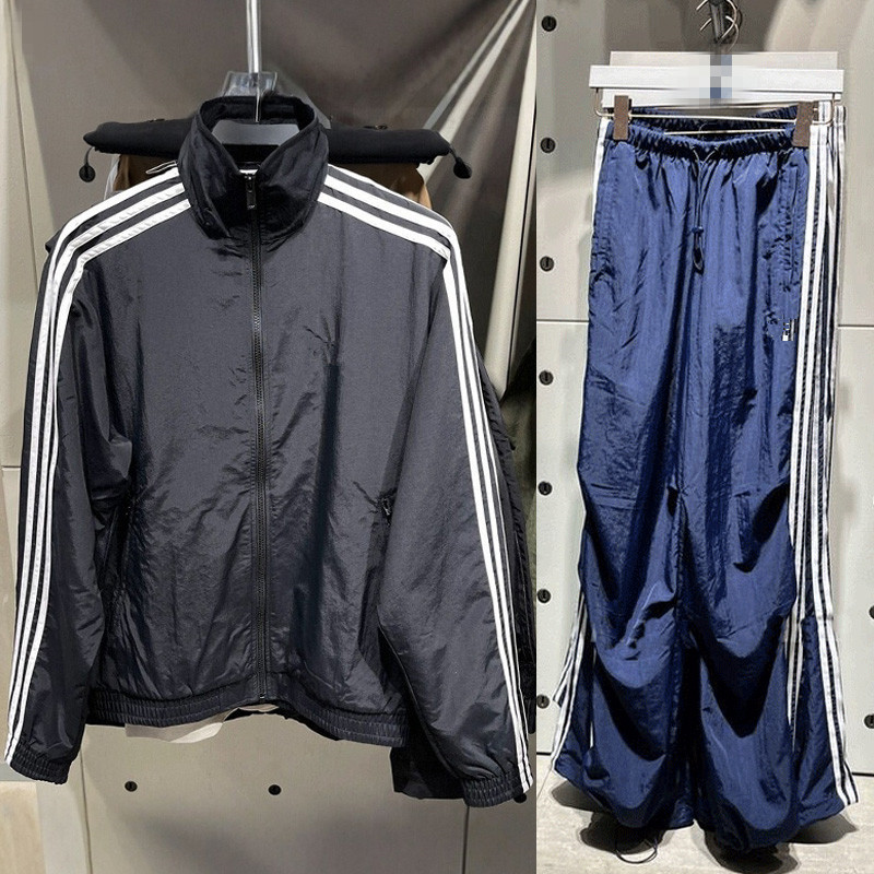 套装刺绣立领宽松运动拆卸外套夹克裤子梭织风衣套装|undefined
