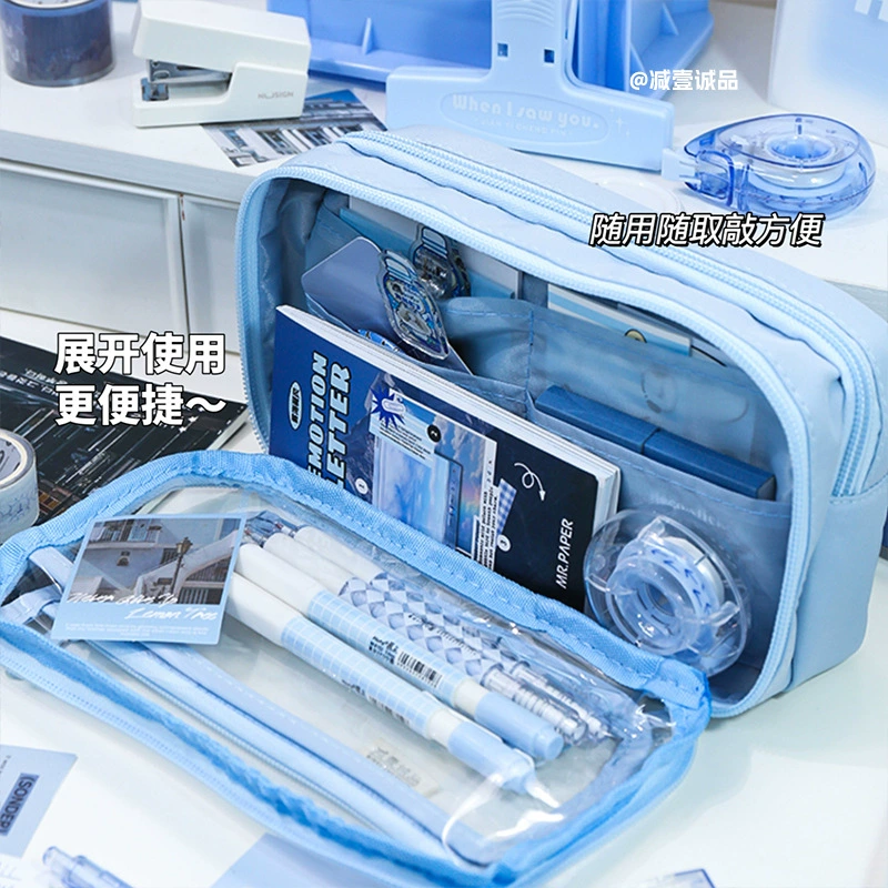 Transparent PVC Pencil Case, Large Capacity for Elementary Students, 8-Layer Waterproof Design