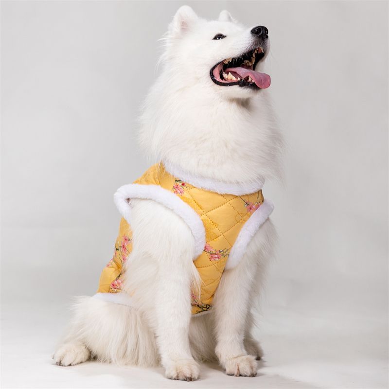 JM 개 옷 두꺼운 테디 베어 애완 동물 SAMOYED 국립 스타일 겨울 옷 버클이 달린 중소 대형 개를위한 옷