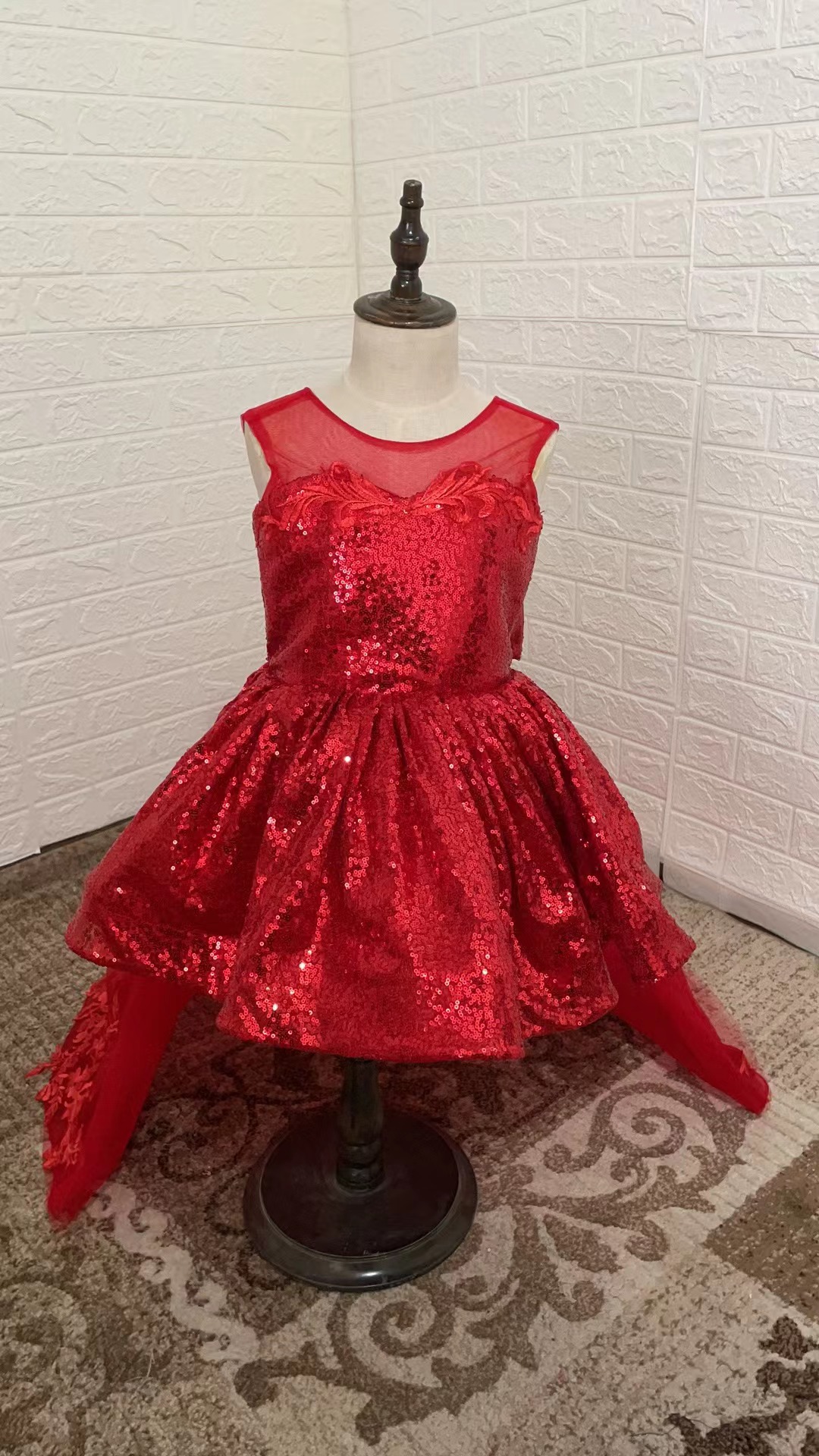Kort prinsessklänning för flickor blomsterflicka tutu kostym_voghion.com
