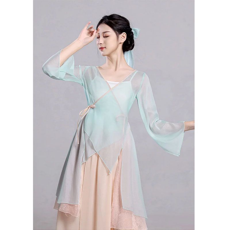 Ropa de danza clásica de mujeres vestidos de gaza elegante vestidos de danza vestidos de entrenamiento de danza vestidos de mujeres vestidos de rendimiento vestidos de chiffon de estilo antiguo fábrica