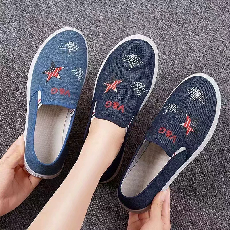 2024 весенняя женская обувь из старой пекинской ткани, джинсовая парусиновая обувь, повседневные нескользящие износостойкие низкие кроссовки на плоской подошве, дропшиппинг