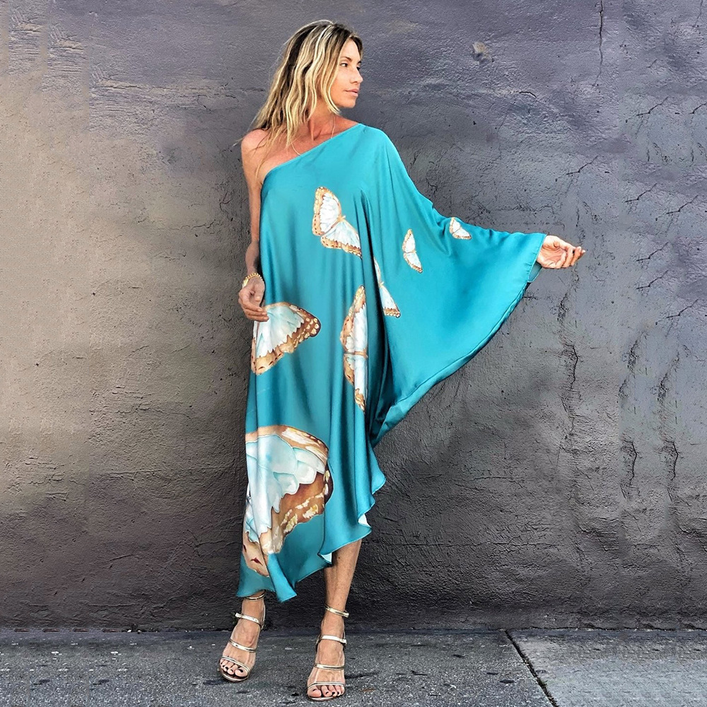 Beach Holiday Floral Print Loose Swing Dress