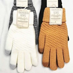 メーカー直売秋冬ニット手袋学生ジャカードタッチパネルとベルベットを厚くしたカップルの保温ファッション携帯電話