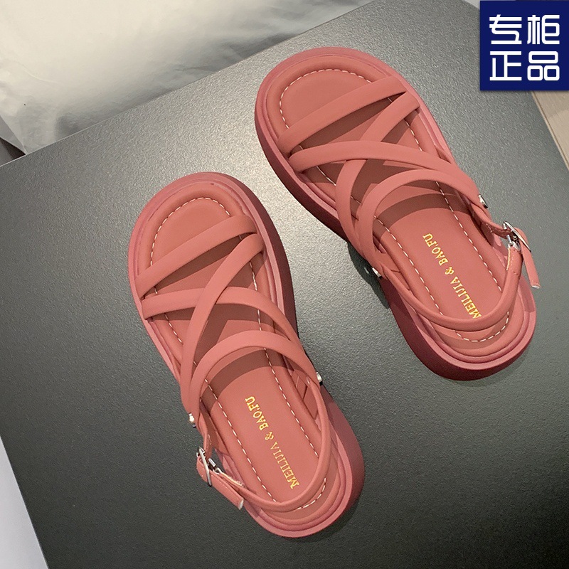 여성용 샌들, 2025년 여름 신상 패션, 다재다능한 여름 높이 증가 두꺼운 밑창 플랫폼 로마 신발