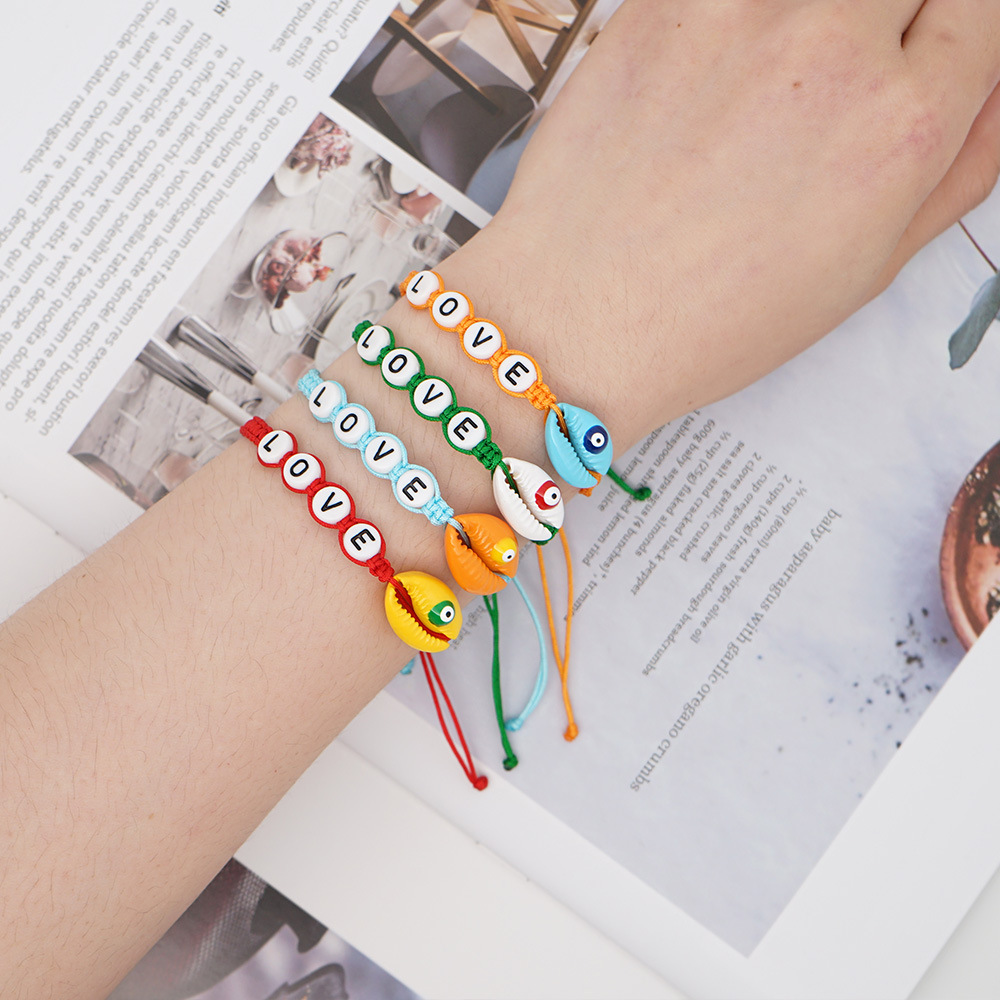 1 Piece Fashion Letter Eye rope Shell Irregular Handmade Stoving Varnish Unisex Bracelets