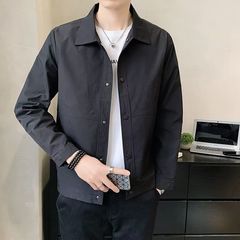 痞帅外套男士春秋季高级感休闲美式复古男装上衣短款翻领修身