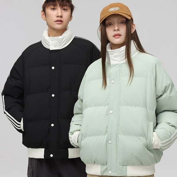 Couple's down cotton jacket for men, winter warm thickened puffer coat, loose fit, large size, men's cotton coat