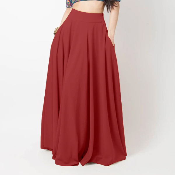 Regular Fit Fit Type Solid Color Pattern Spring Autumn Fashion Solid Color Polyester Maxi Long Dress Skirts