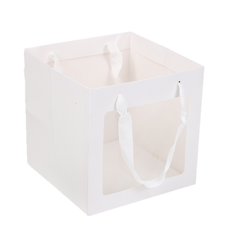 Bolsas de kraft transparentes en stock bolsas de mano cuadradas bolsas de regalo embalaje de flores bolsas de regalo de mano para el día de San Valentín
