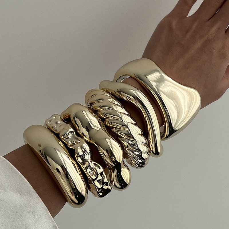 Cross-Border Irregular Resin Ccb Open Bracelet Retro Exaggerated Fashion Bracelet European and American Fashion Elegant Bracelet