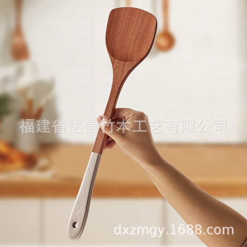 シルバーハンドル黒檀スパチュラ家庭用ノンスティック特殊木製スパチュラ木製スプーンキッチン用品セットスパチュラ|undefined