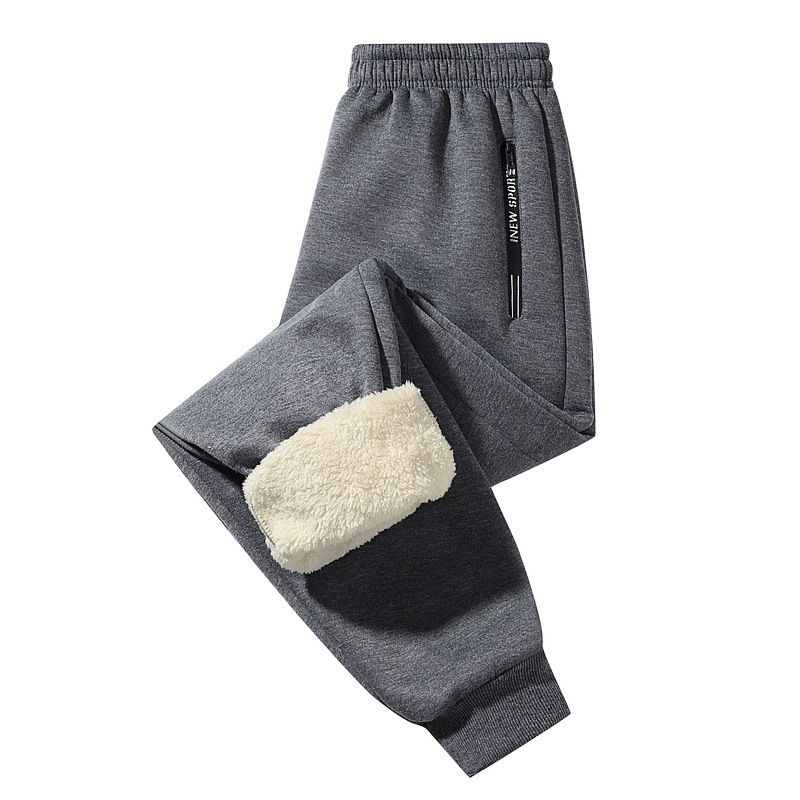 Men's Winter Thermal Cotton Pants with European Size, Lamb Fleece, Thickened Jogger Sweatpants for Sports and Leisure