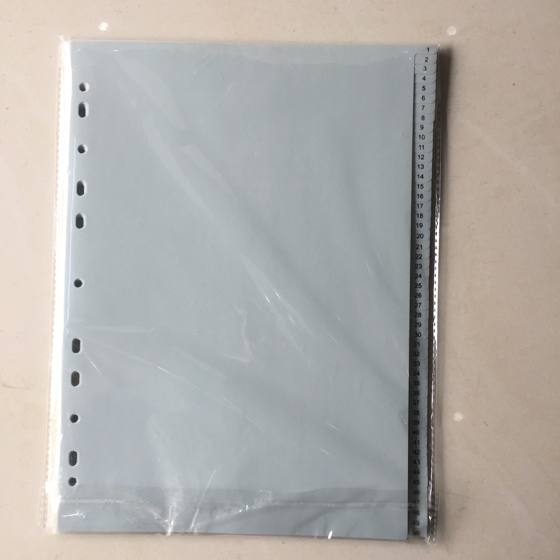 A4塑料分页纸灰色50页分类纸11孔索引纸1-50PP彩色隔页纸标签纸-阿里巴巴