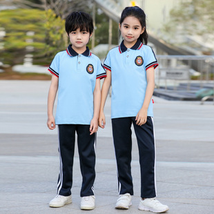 Summer Loose Short-sleeved School Uniform for Primary School Students suit Junior High School Students POLO Shirt Games Unified Printing Class Uniform